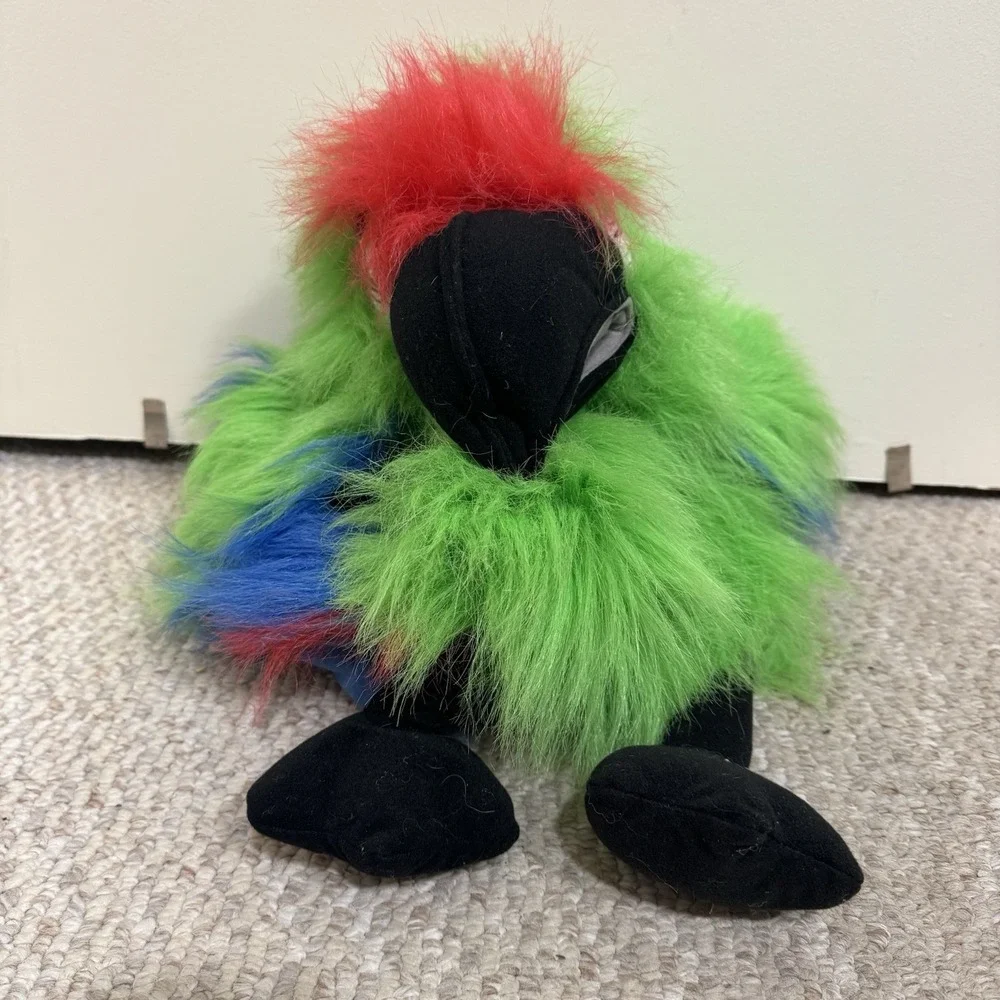 The Puppet Company Parrot Macaw Bird Hand Puppet Blue Yellow Squeaks NWT